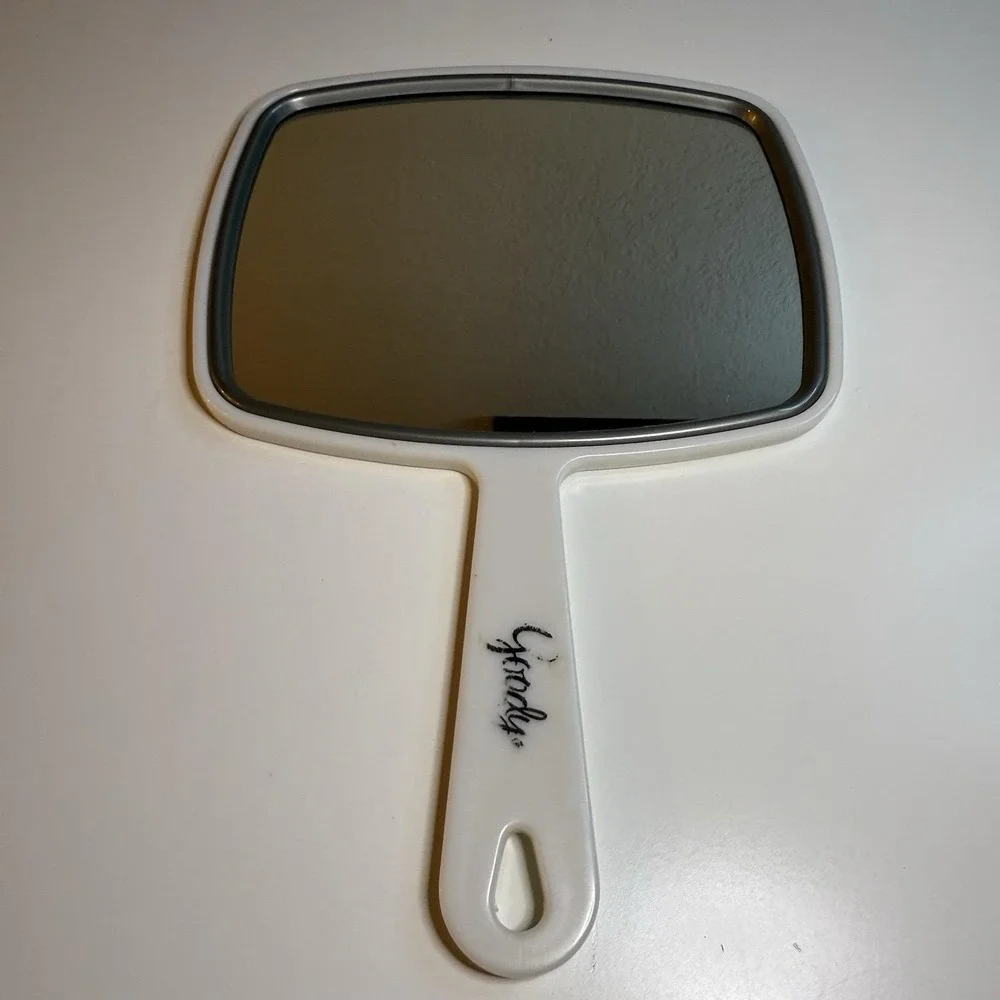 Vintage Goody Hand Mirror White Plastic Frame 11